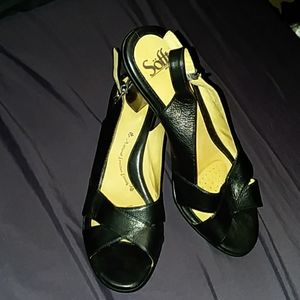 Sofft Black Leather Slingback Heels Women's 10